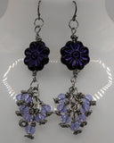 Purple Flower Cha Cha Earrings Kel's Lampworked Glass Jewellery & More