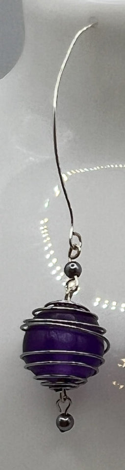 Purple Caged Beads Earrings Kel's Lampworked Glass Jewellery & More