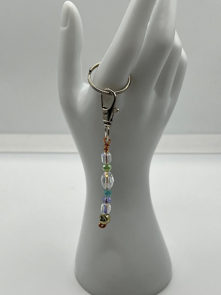 Letter “A” Beaded Wire Keychain(Ring)/Purse Charm/Bag Charm Kel's Lampworked Glass Jewellery & More