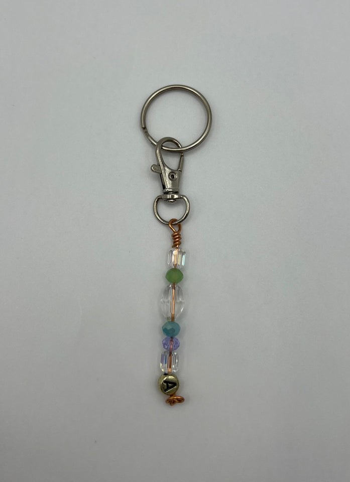 Letter “A” Beaded Wire Keychain(Ring)/Purse Charm/Bag Charm Kel's Lampworked Glass Jewellery & More