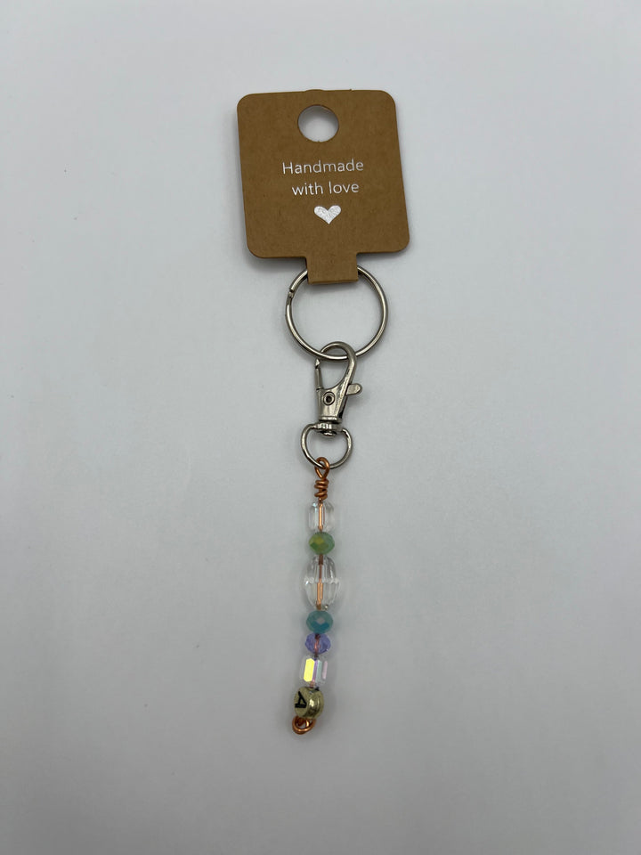 Letter “A” Beaded Wire Keychain(Ring)/Purse Charm/Bag Charm Kel's Lampworked Glass Jewellery & More