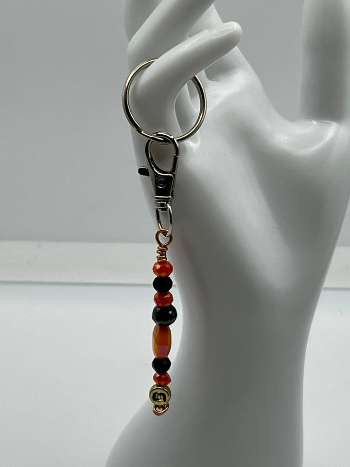 Letter “B” Beaded Wire Keychain(Ring)/Purse Charm/Bag Charm Kel's Lampworked Glass Jewellery & More