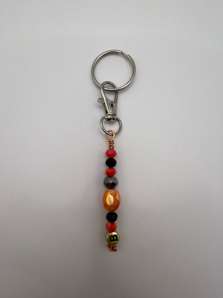 Letter “B” Beaded Wire Keychain(Ring)/Purse Charm/Bag Charm Kel's Lampworked Glass Jewellery & More