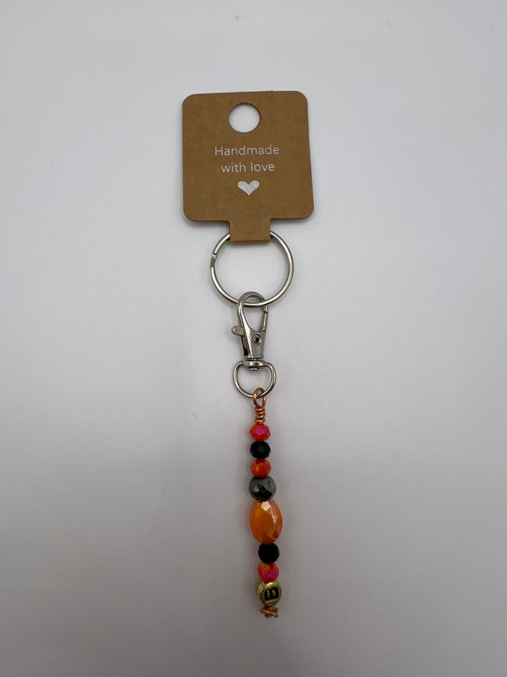 Letter “B” Beaded Wire Keychain(Ring)/Purse Charm/Bag Charm Kel's Lampworked Glass Jewellery & More