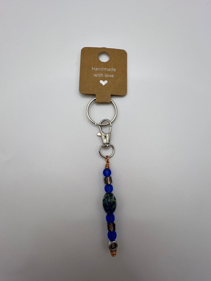 Letter “C” Beaded Wire Keychain(Ring)/Purse Charm/Bag Charm Kel's Lampworked Glass Jewellery & More