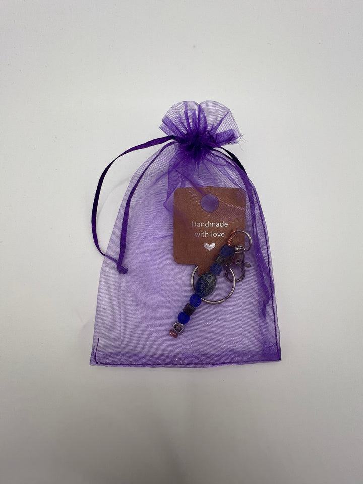 Letter “C” Beaded Wire Keychain(Ring)/Purse Charm/Bag Charm Kel's Lampworked Glass Jewellery & More