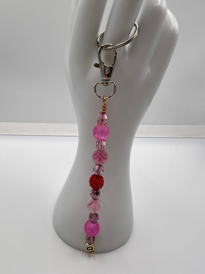 Letter “D” Beaded Wire Keychain(Ring)/Purse Charm/Bag Charm Kel's Lampworked Glass Jewellery & More
