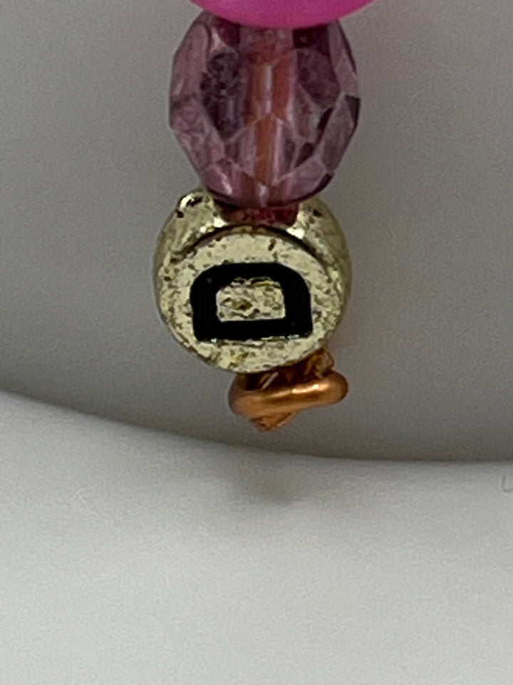 Letter “D” Beaded Wire Keychain(Ring)/Purse Charm/Bag Charm Kel's Lampworked Glass Jewellery & More