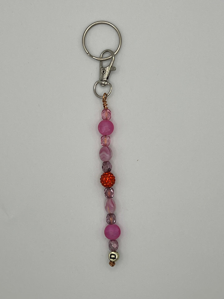 Letter “D” Beaded Wire Keychain(Ring)/Purse Charm/Bag Charm Kel's Lampworked Glass Jewellery & More