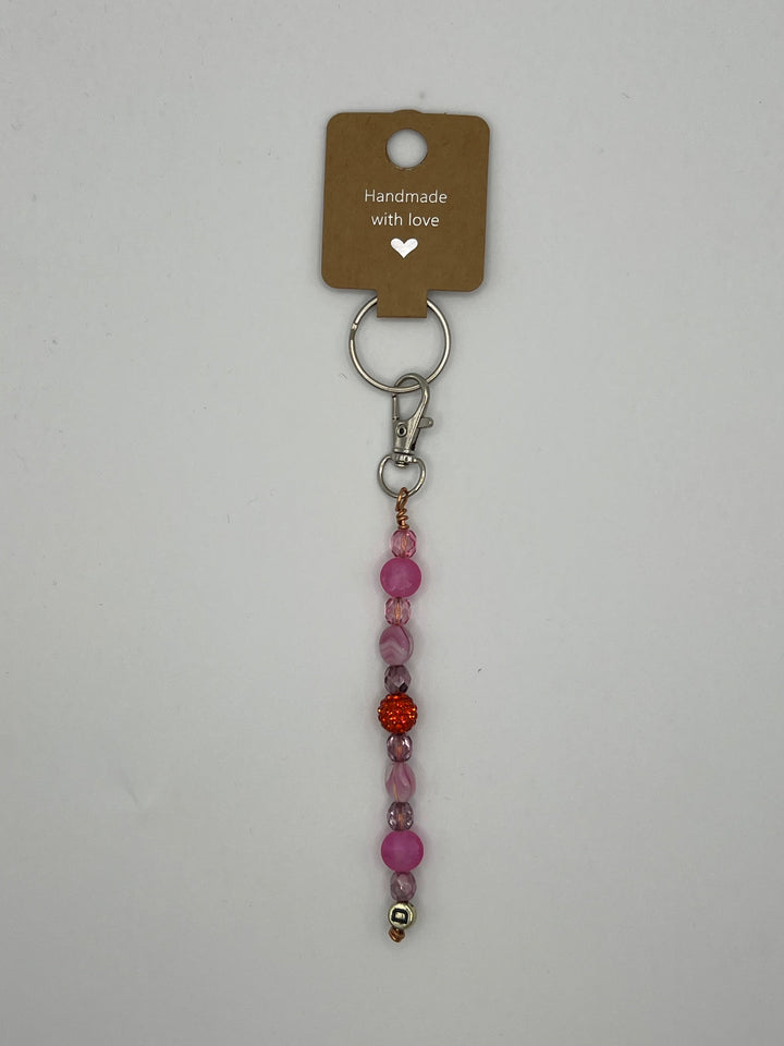 Letter “D” Beaded Wire Keychain(Ring)/Purse Charm/Bag Charm Kel's Lampworked Glass Jewellery & More