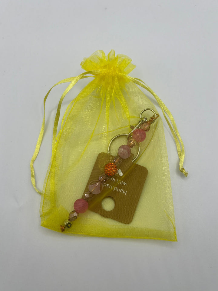 Letter “D” Beaded Wire Keychain(Ring)/Purse Charm/Bag Charm Kel's Lampworked Glass Jewellery & More