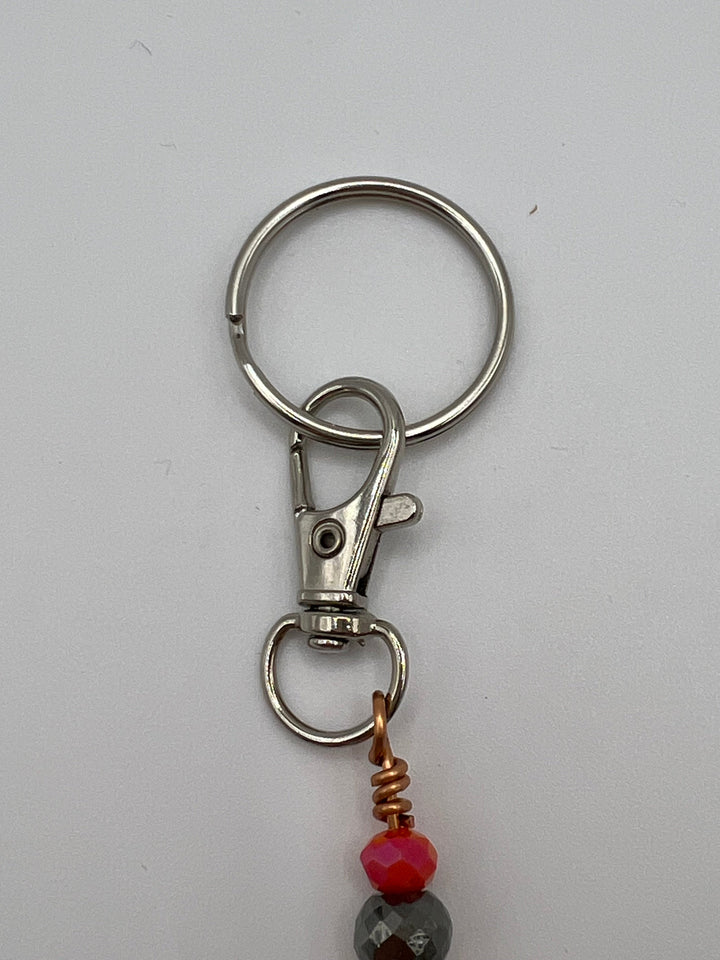 Letter “E” Beaded Wire Keychain(Ring)/Purse Charm/Bag Charm Kel's Lampworked Glass Jewellery & More