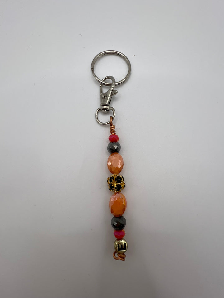 Letter “E” Beaded Wire Keychain(Ring)/Purse Charm/Bag Charm Kel's Lampworked Glass Jewellery & More