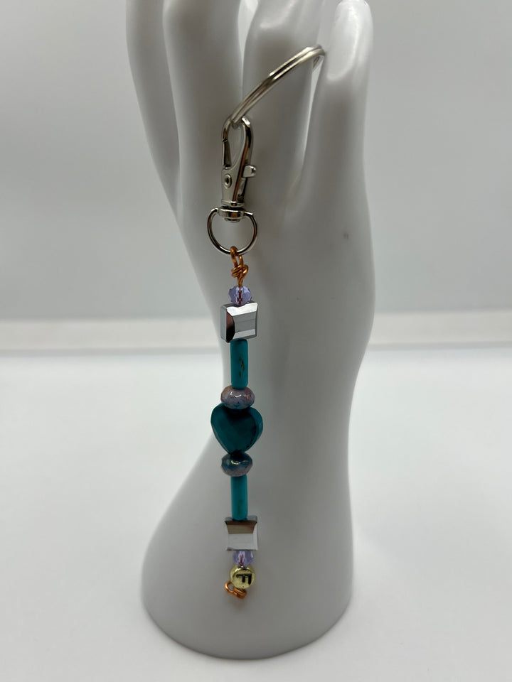 Letter “F” Beaded Wire Keychain(Ring)/Purse Charm/Bag Charm Kel's Lampworked Glass Jewellery & More