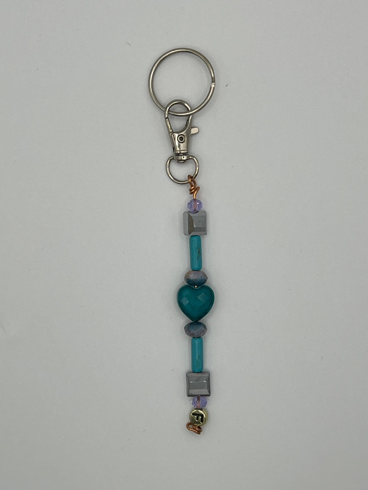 Letter “F” Beaded Wire Keychain(Ring)/Purse Charm/Bag Charm Kel's Lampworked Glass Jewellery & More