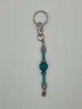 Letter “F” Beaded Wire Keychain(Ring)/Purse Charm/Bag Charm Kel's Lampworked Glass Jewellery & More