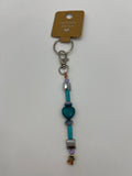 Letter “F” Beaded Wire Keychain(Ring)/Purse Charm/Bag Charm Kel's Lampworked Glass Jewellery & More