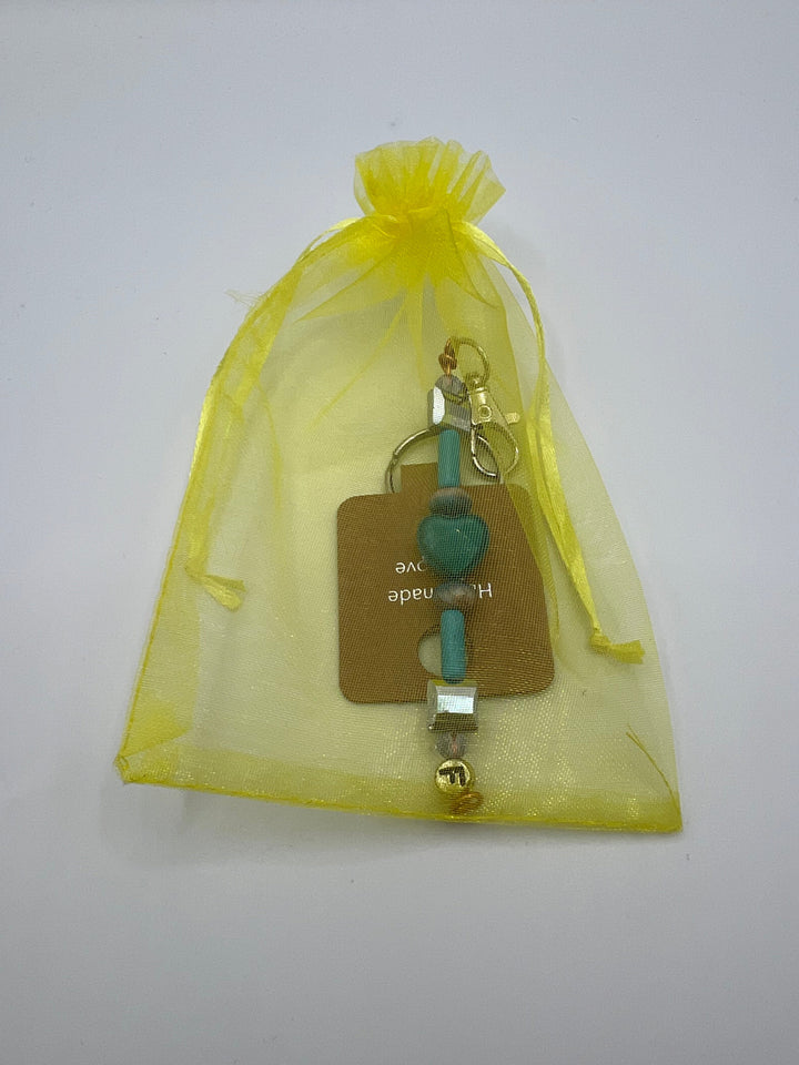 Letter “F” Beaded Wire Keychain(Ring)/Purse Charm/Bag Charm Kel's Lampworked Glass Jewellery & More