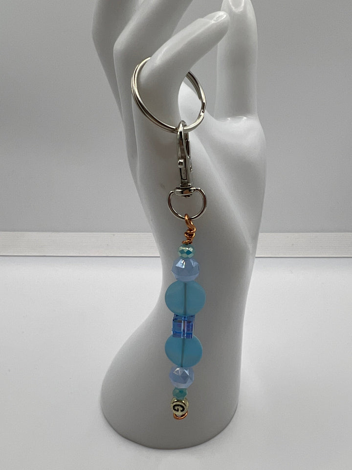 Letter “G” Beaded Wire Keychain(Ring)/Purse Charm/Bag Charm Kel's Lampworked Glass Jewellery & More
