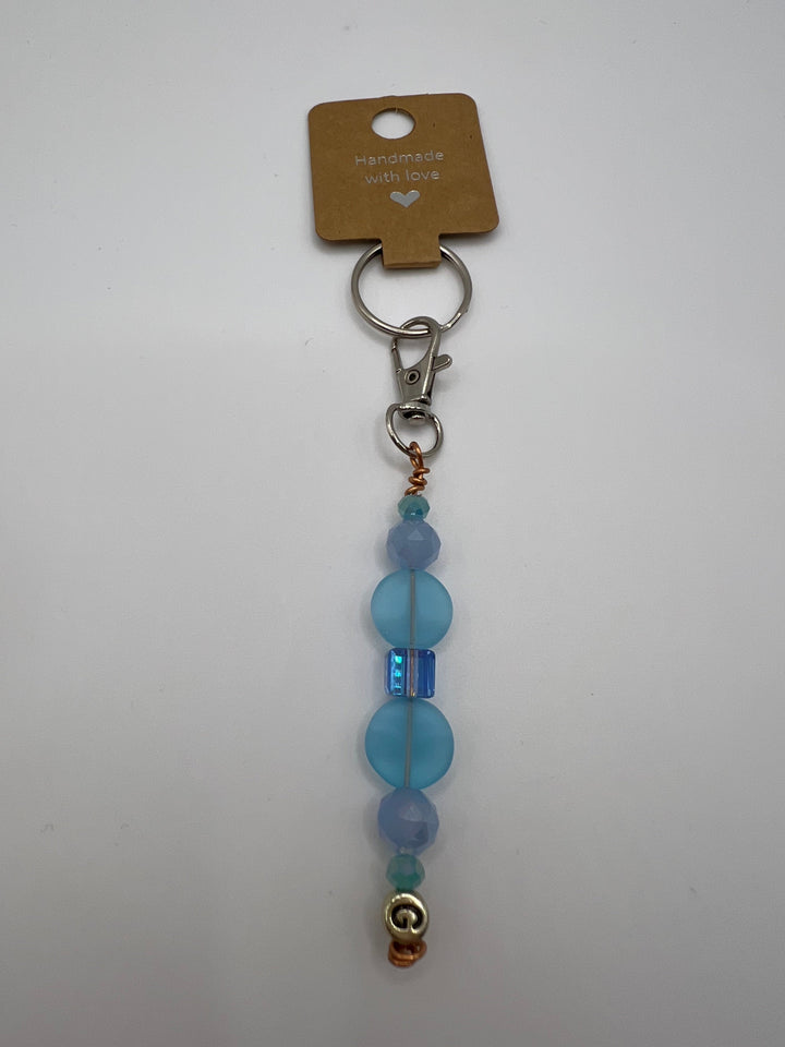 Letter “G” Beaded Wire Keychain(Ring)/Purse Charm/Bag Charm Kel's Lampworked Glass Jewellery & More