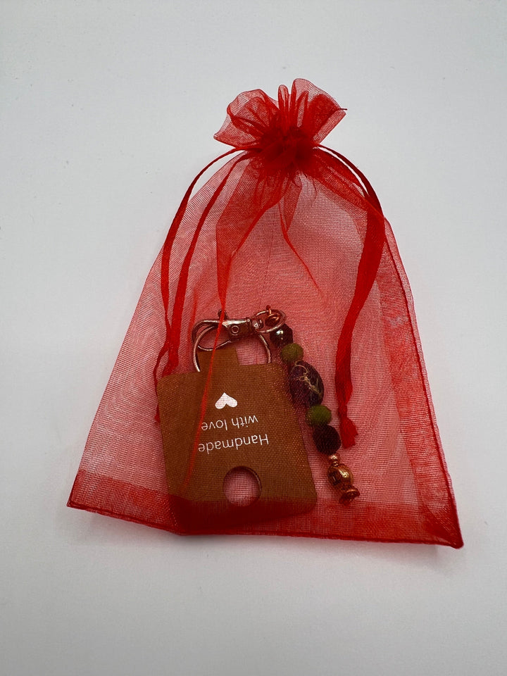 Letter  “H” Beaded Wire Keychain(Ring)/Purse Charm/Bag Charm Kel's Lampworked Glass Jewellery & More