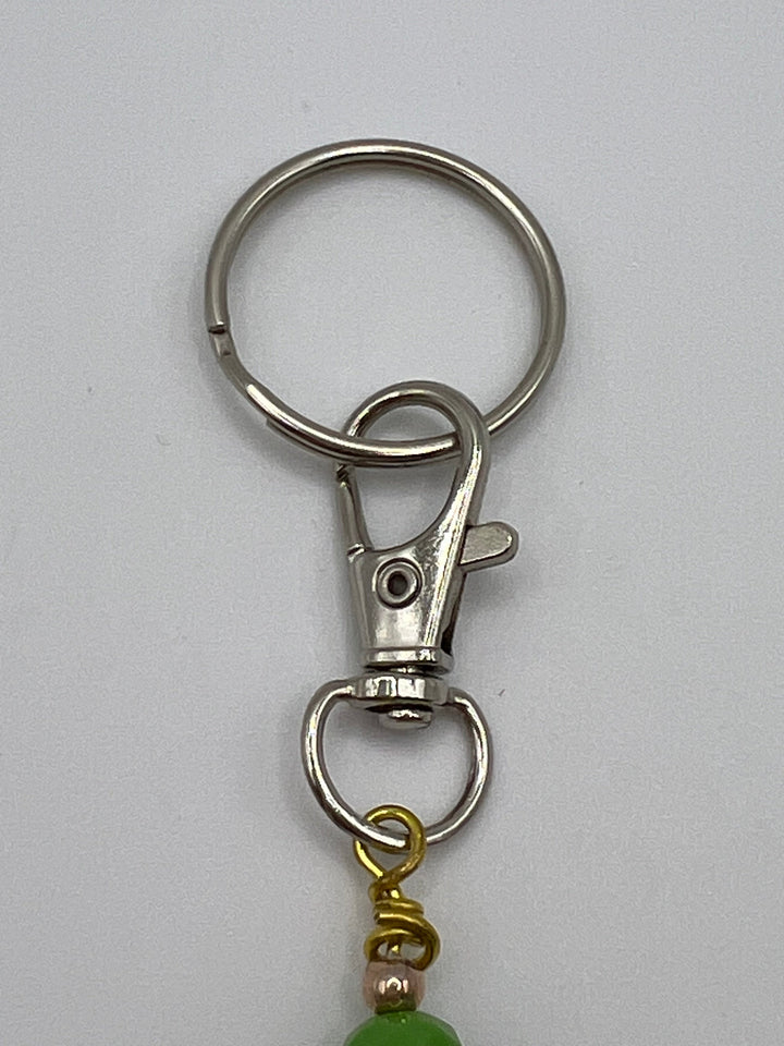 Letter  “I” Beaded Wire Keychain(Ring)/Purse Charm/Bag Charm Kel's Lampworked Glass Jewellery & More