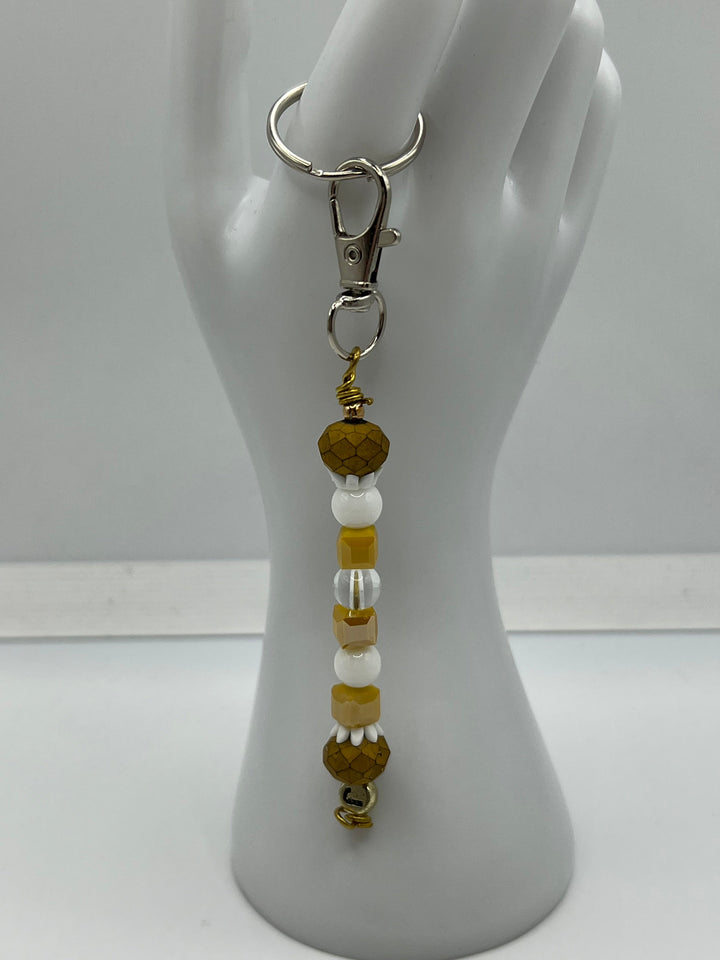 Letter  “J” Beaded Wire Keychain(Ring)/Purse Charm/Bag Charm Kel's Lampworked Glass Jewellery & More