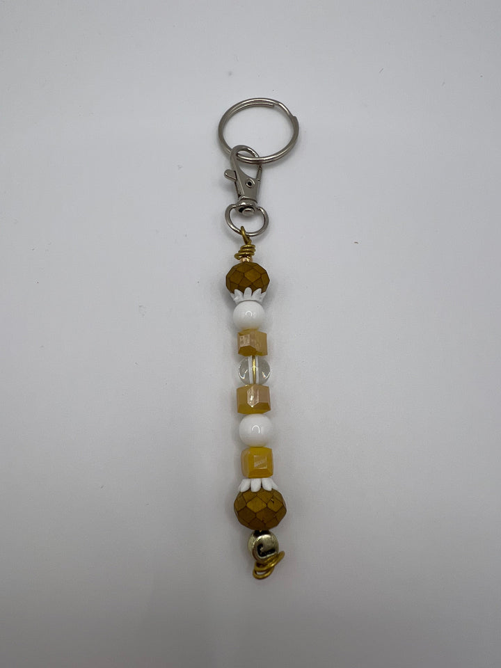 Letter  “J” Beaded Wire Keychain(Ring)/Purse Charm/Bag Charm Kel's Lampworked Glass Jewellery & More