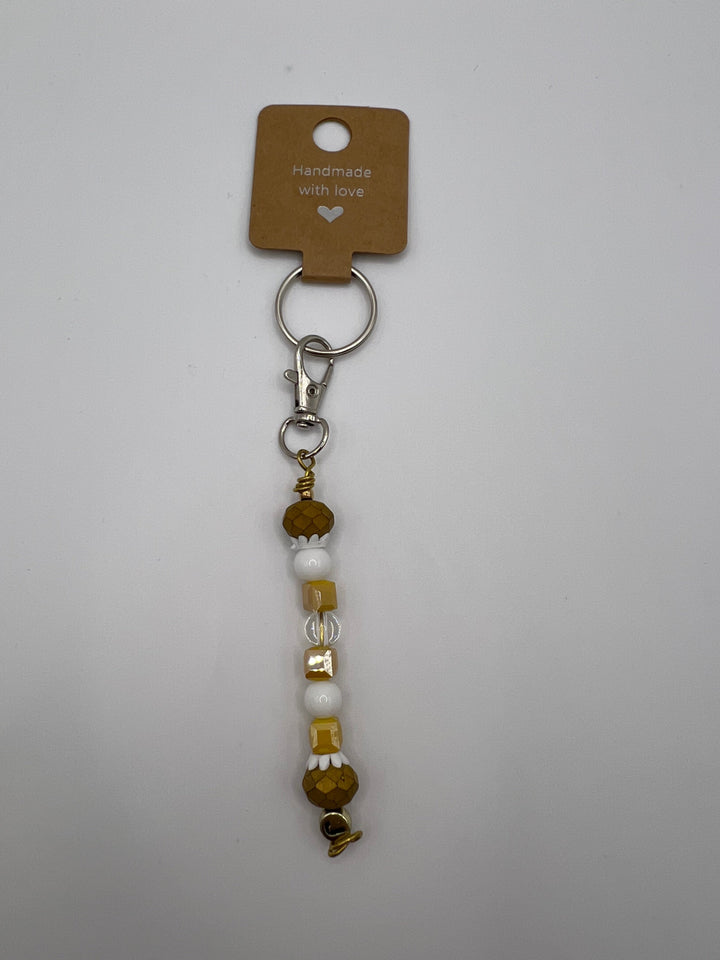Letter  “J” Beaded Wire Keychain(Ring)/Purse Charm/Bag Charm Kel's Lampworked Glass Jewellery & More