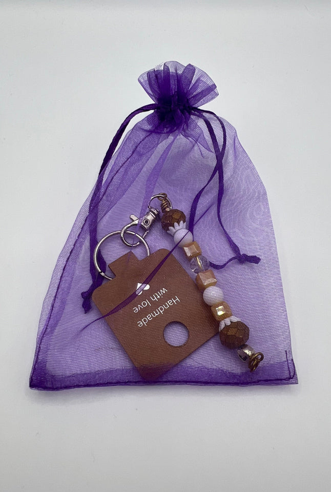 Letter  “J” Beaded Wire Keychain(Ring)/Purse Charm/Bag Charm Kel's Lampworked Glass Jewellery & More