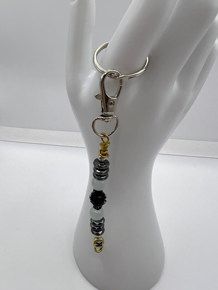 Letter  “K” Beaded Wire Keychain(Ring)/Purse Charm/Bag Charm Kel's Lampworked Glass Jewellery & More
