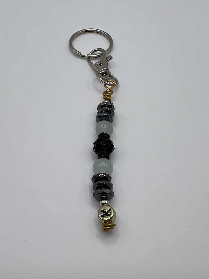 Letter  “K” Beaded Wire Keychain(Ring)/Purse Charm/Bag Charm Kel's Lampworked Glass Jewellery & More