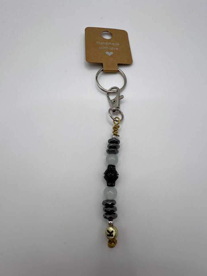 Letter  “K” Beaded Wire Keychain(Ring)/Purse Charm/Bag Charm Kel's Lampworked Glass Jewellery & More