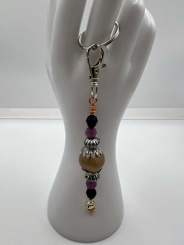 Letter  “L” Beaded Wire Keychain(Ring)/Purse Charm/Bag Charm Kel's Lampworked Glass Jewellery & More