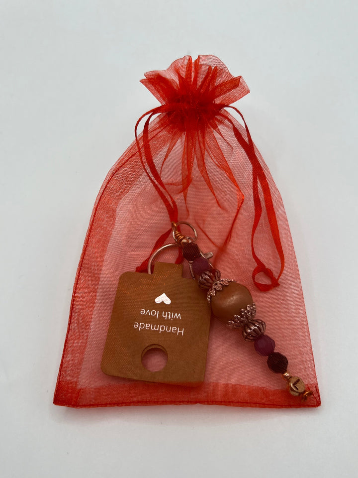 Letter  “L” Beaded Wire Keychain(Ring)/Purse Charm/Bag Charm Kel's Lampworked Glass Jewellery & More