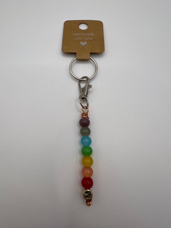 Letter  “M” Beaded Wire Keychain(Ring)/Purse Charm/Bag Charm Kel's Lampworked Glass Jewellery & More