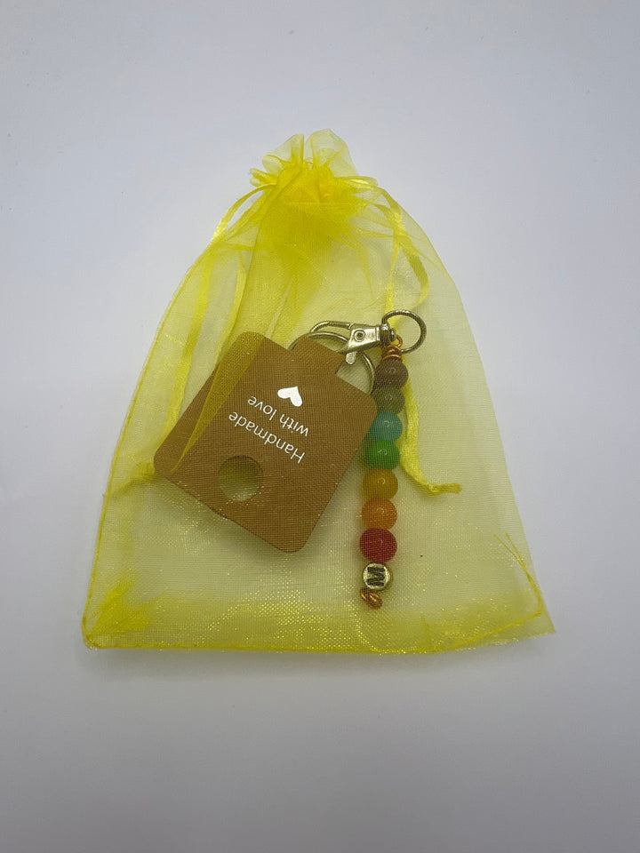 Letter  “M” Beaded Wire Keychain(Ring)/Purse Charm/Bag Charm Kel's Lampworked Glass Jewellery & More