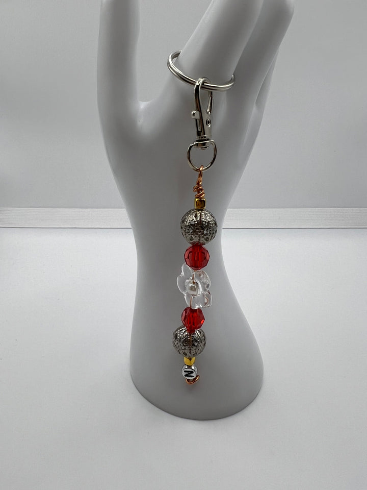 Letter  “N” Beaded Wire Keychain(Ring)/Purse Charm/Bag Charm Kel's Lampworked Glass Jewellery & More