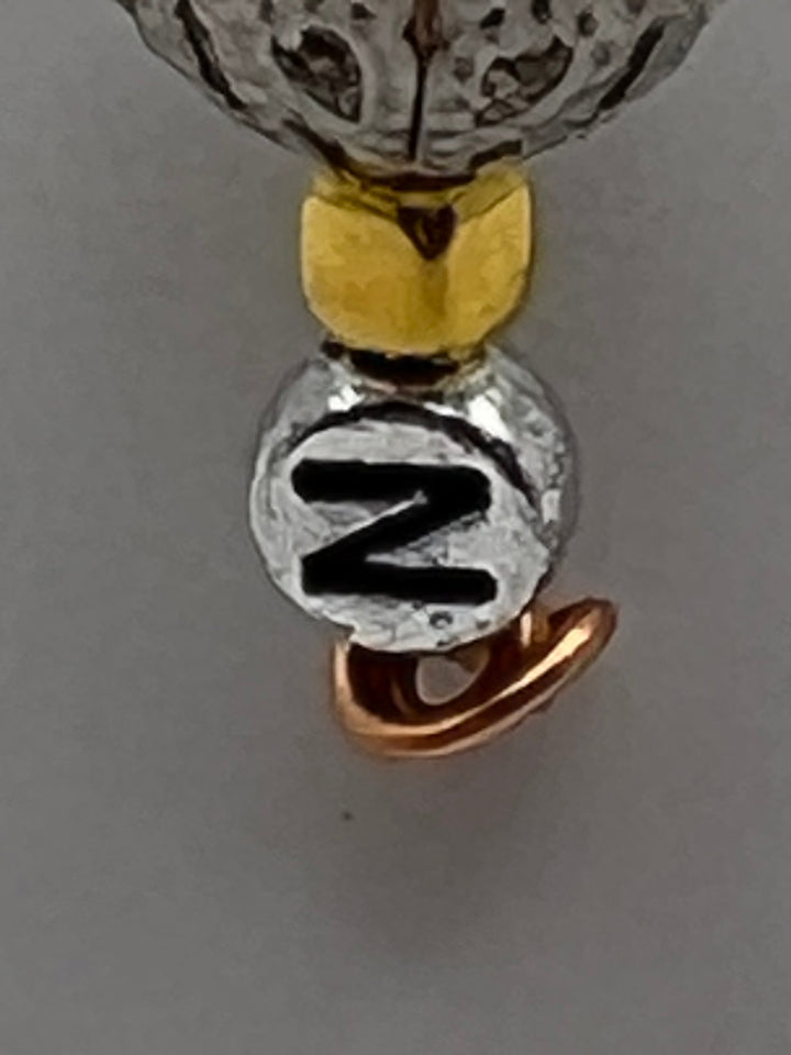 Letter  “N” Beaded Wire Keychain(Ring)/Purse Charm/Bag Charm Kel's Lampworked Glass Jewellery & More
