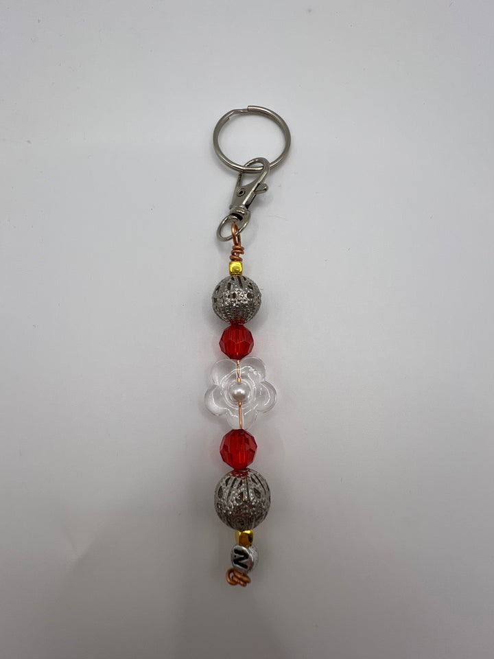 Letter  “N” Beaded Wire Keychain(Ring)/Purse Charm/Bag Charm Kel's Lampworked Glass Jewellery & More