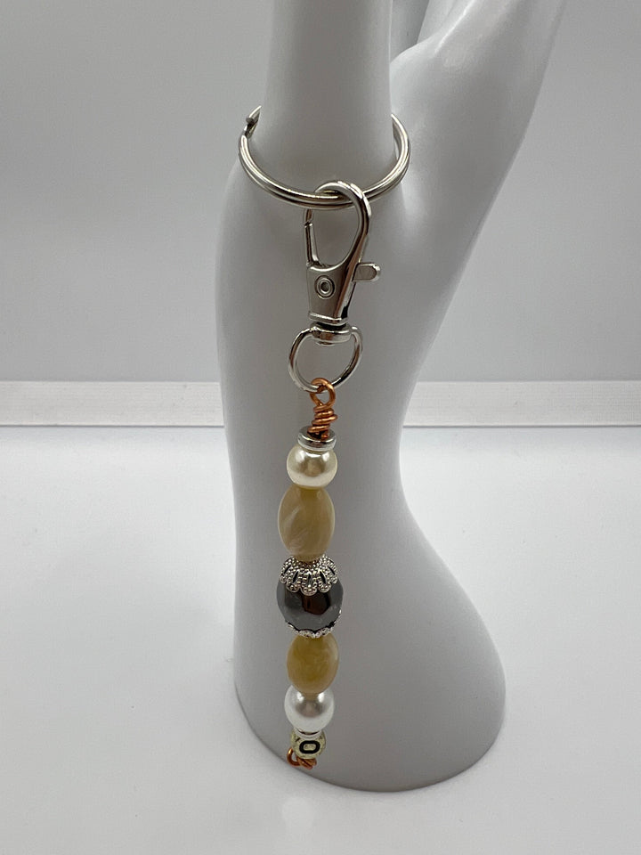 Letter  “O” Beaded Wire Keychain(Ring)/Purse Charm/Bag Charm Kel's Lampworked Glass Jewellery & More