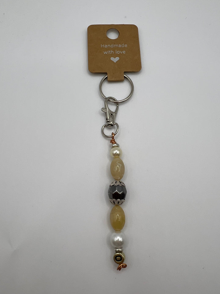 Letter  “O” Beaded Wire Keychain(Ring)/Purse Charm/Bag Charm Kel's Lampworked Glass Jewellery & More