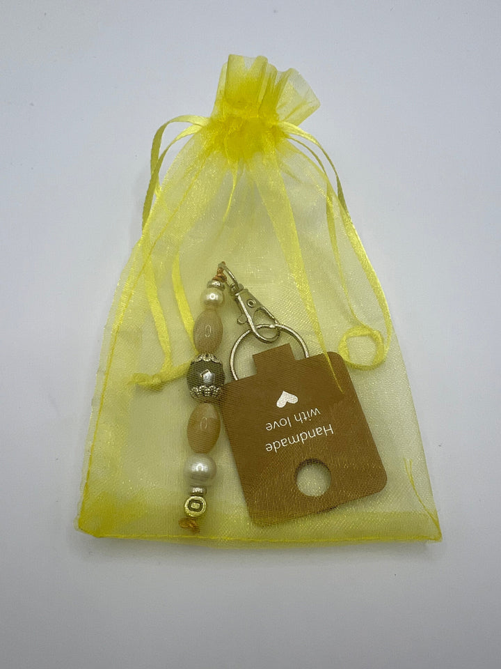 Letter  “O” Beaded Wire Keychain(Ring)/Purse Charm/Bag Charm Kel's Lampworked Glass Jewellery & More