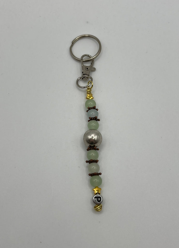 Letter  “P” Beaded Wire Keychain(Ring)/Purse Charm/Bag Charm Kel's Lampworked Glass Jewellery & More