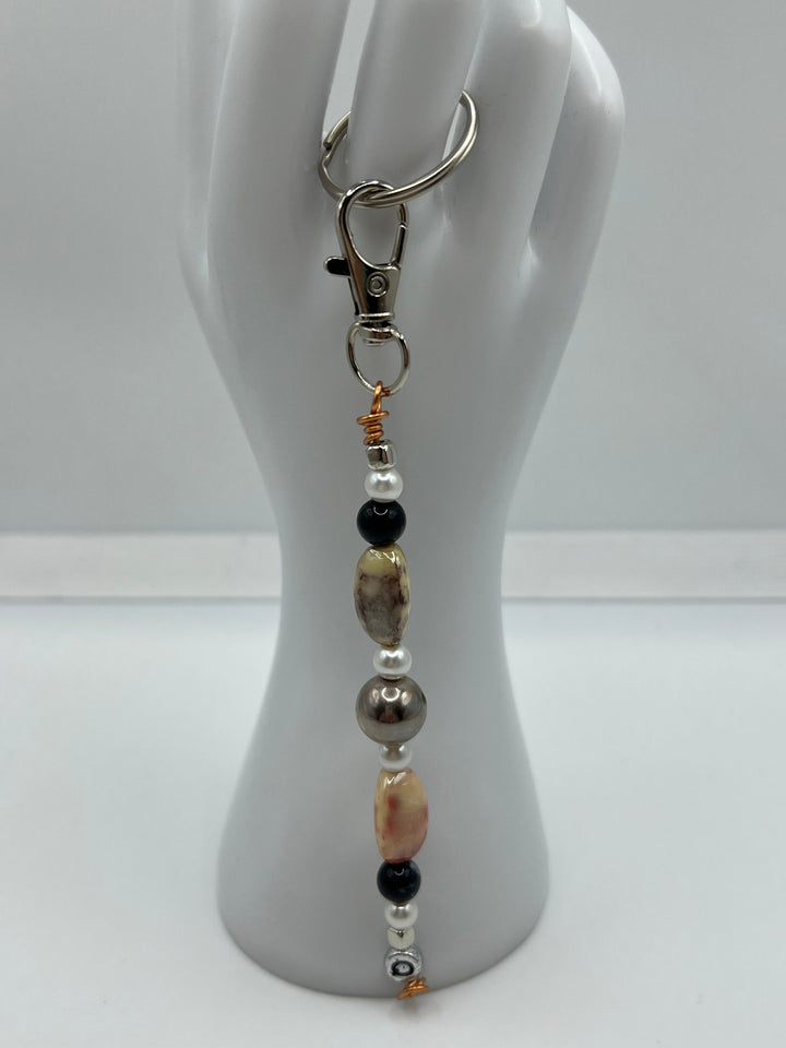 Letter  “Q” Beaded Wire Keychain(Ring)/Purse Charm/Bag Charm Kel's Lampworked Glass Jewellery & More