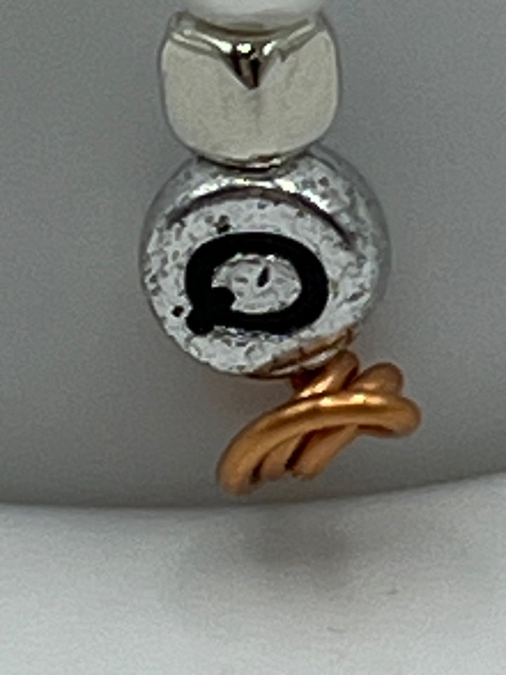 Letter  “Q” Beaded Wire Keychain(Ring)/Purse Charm/Bag Charm Kel's Lampworked Glass Jewellery & More