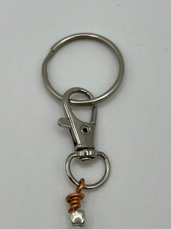 Letter  “Q” Beaded Wire Keychain(Ring)/Purse Charm/Bag Charm Kel's Lampworked Glass Jewellery & More