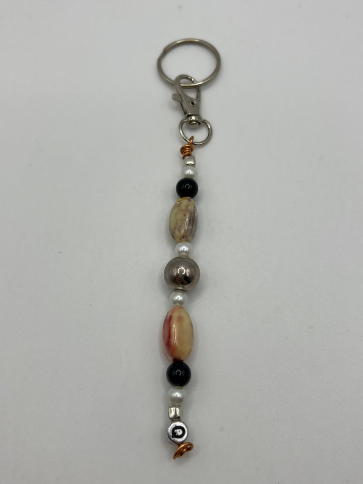 Letter  “Q” Beaded Wire Keychain(Ring)/Purse Charm/Bag Charm Kel's Lampworked Glass Jewellery & More