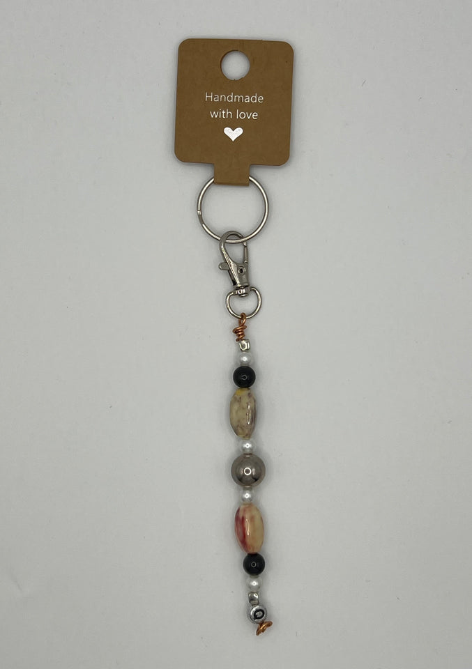 Letter  “Q” Beaded Wire Keychain(Ring)/Purse Charm/Bag Charm Kel's Lampworked Glass Jewellery & More