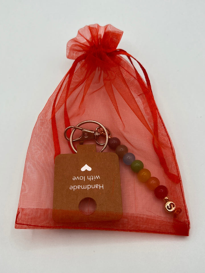 Letter  “S” Beaded Wire Keychain(Ring)/Purse Charm/Bag Charm Kel's Lampworked Glass Jewellery & More